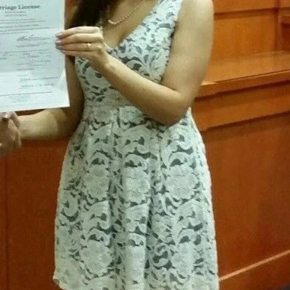 Monteau Lace Overlay Dress Medium Women High Low - Picture 2 of 5